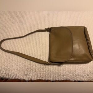 Vintage Coach 0877 Shoulder Bag Tan Brown Leather